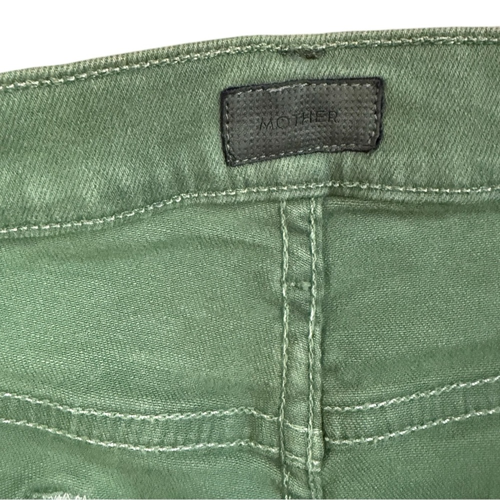 MOTHER The Insider Crop Step Fray Jeans Darkβ Olive Size 34 - Picture 4 of 9